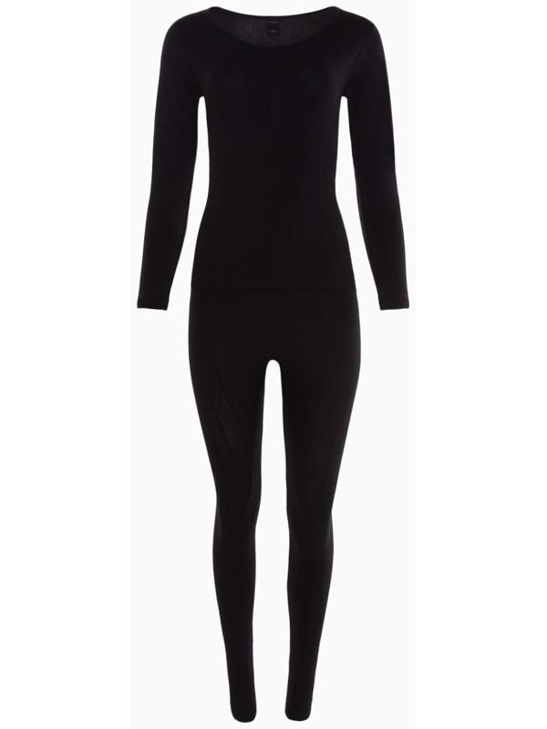Термобельё женское (лонгслив, леггинсы), цвет чёрный, размер 54 (XL)