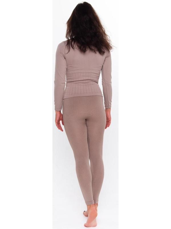 Термобельё женское (лонгслив, леггинсы), цвет кофейный, размер 42-44 (S)