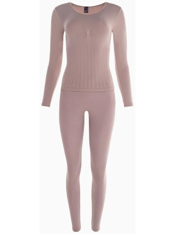 Термобельё женское (лонгслив, леггинсы), цвет кофейный, размер 42-44 (S)