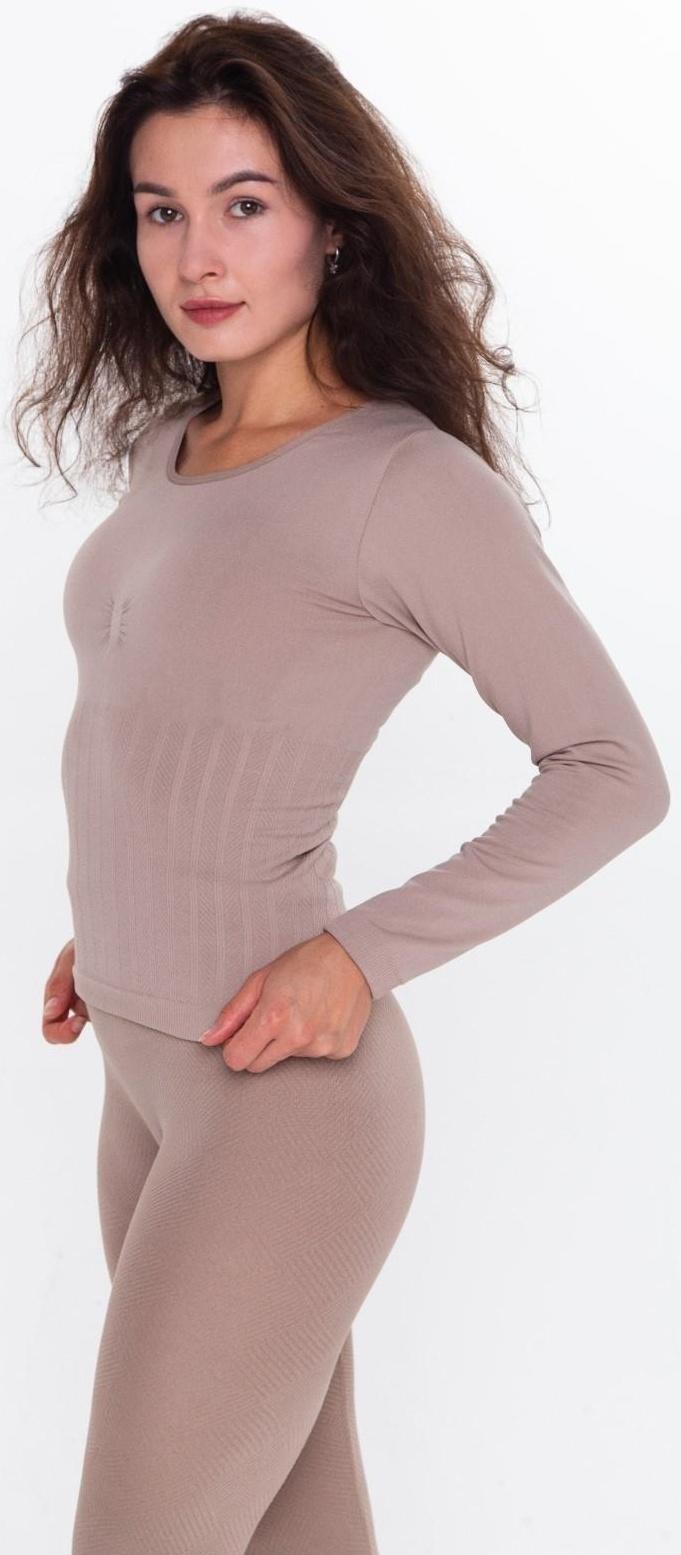 Термобельё женское (лонгслив, леггинсы), цвет кофейный, размер 46-48 (М)