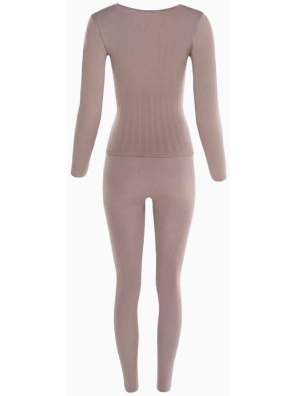 Термобельё женское (лонгслив, леггинсы), цвет кофейный, размер 46-48 (М)