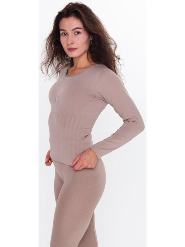 Термобельё женское (лонгслив, леггинсы), цвет кофейный, размер 54 (XL)
