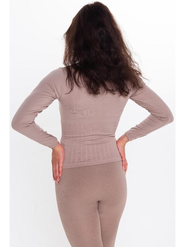 Термобельё женское (лонгслив, леггинсы), цвет кофейный, размер 54 (XL)