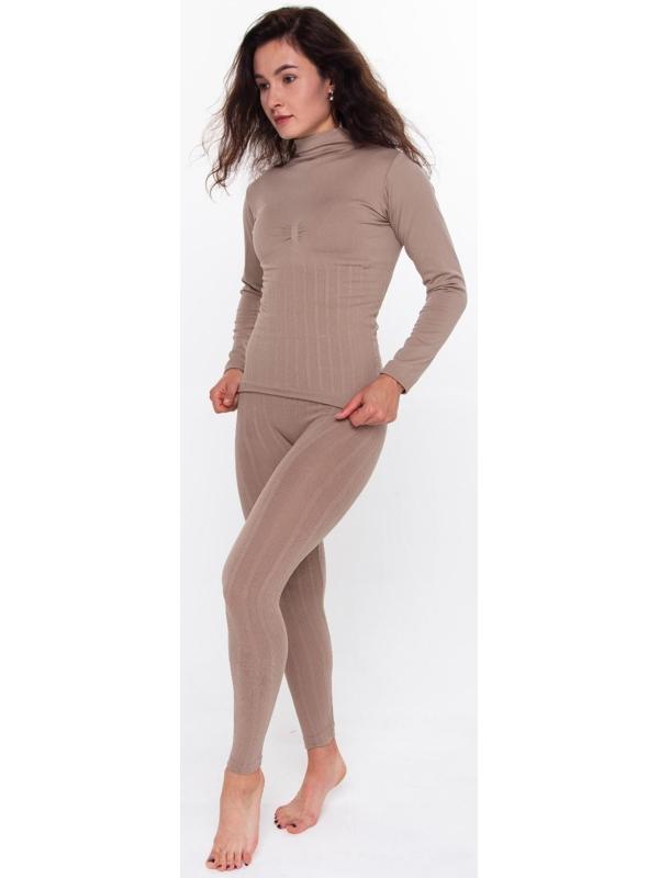 Термобельё женское (джемпер, леггинсы), цвет кофейный, размер 54 (XL)