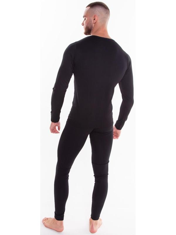 Термобельё мужское НАЧЁС (лонгслив, кальсоны), цвет чёрный, размер 46-48