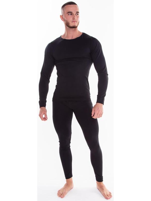 Термобельё мужское НАЧЁС (лонгслив, кальсоны), цвет чёрный, размер 50-52