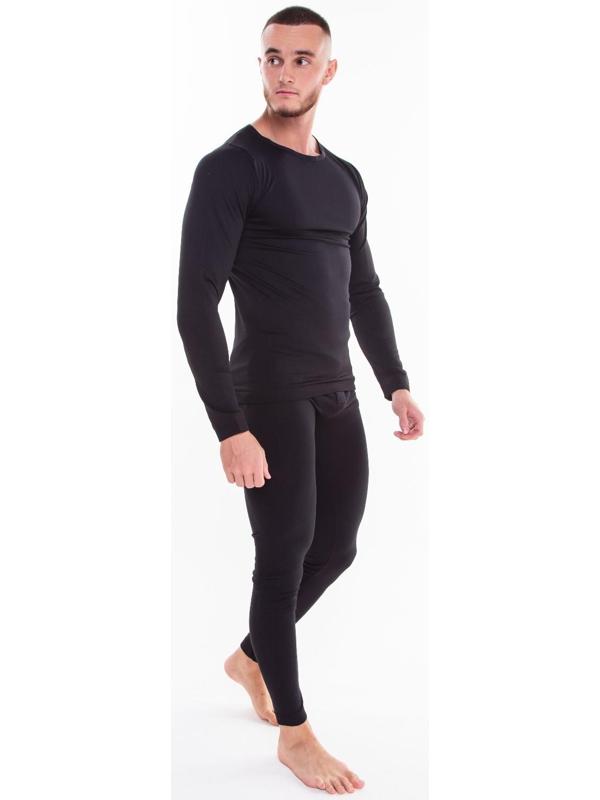 Термобельё мужское НАЧЁС (лонгслив, кальсоны), цвет чёрный, размер 54-56