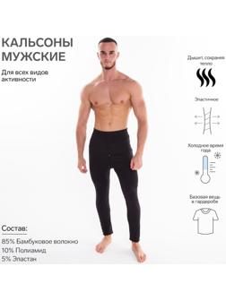 Термобельё мужское НАЧЁС (кальсоны), цвет чёрный, размер 52-54