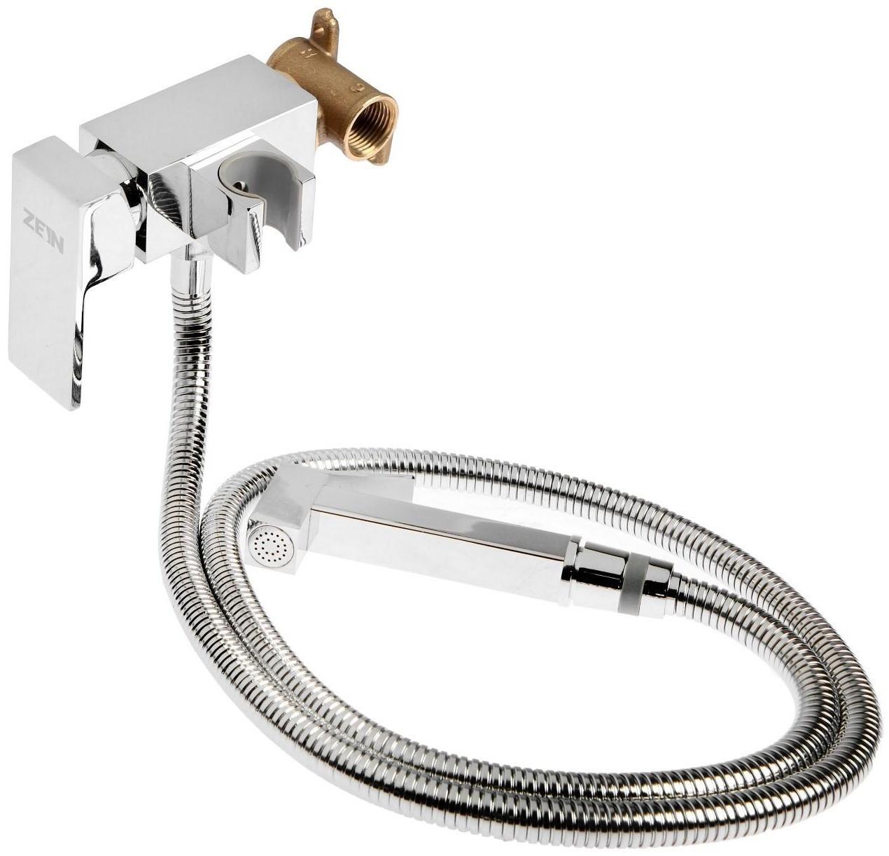 Смеситель с гигиеническим душем ZEIN, картридж керамика 35 мм, латунь, хром