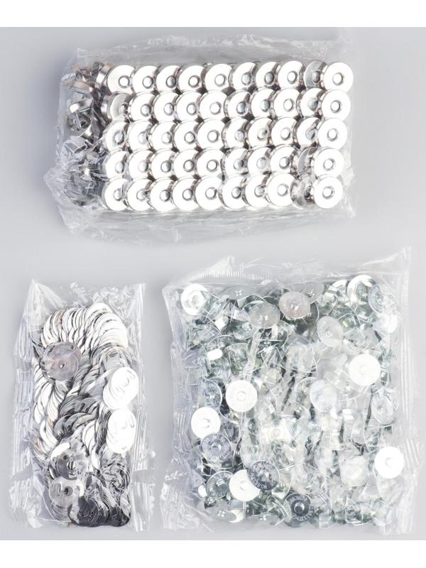 Кнопка магнитная, d = 14 мм, цвет серебряный