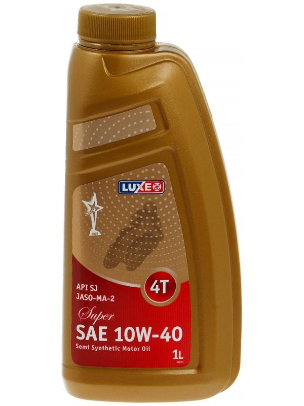 Масло моторное LUXE SAE 10W-40 API SJ JASO MA-2 Super 4T, полусинтетическое, 1 л