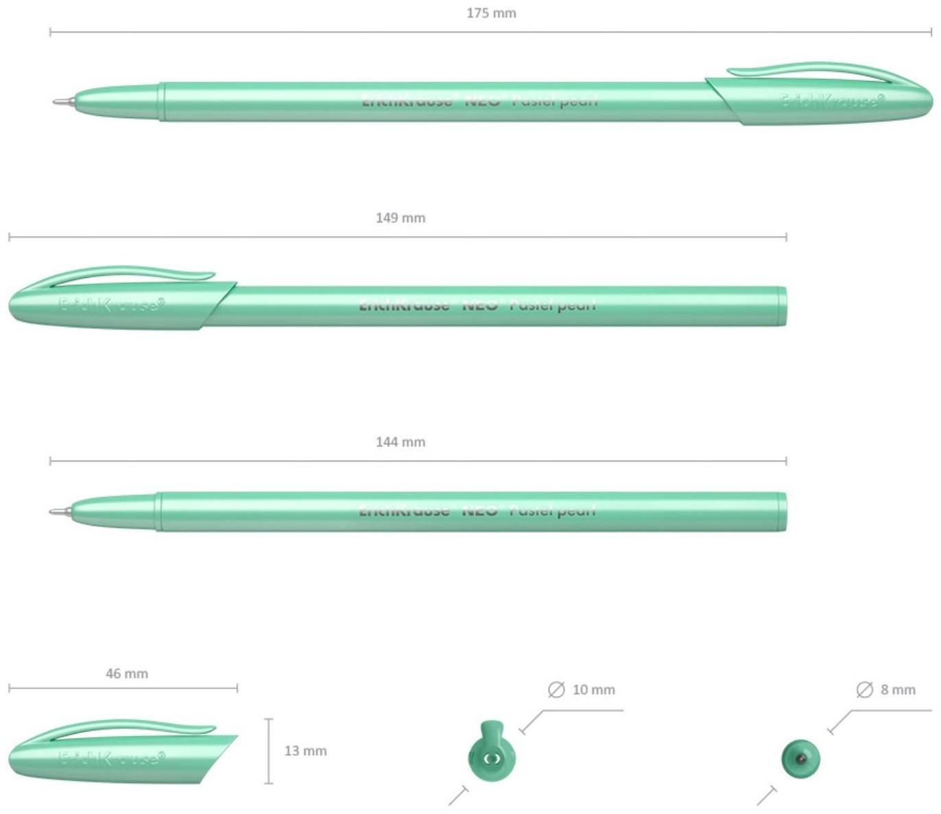 Набор ручек шариковых ErichKrause Neo Pastel pearl, узел 0.7 мм, чернила синие, длина линии письма 1000 метров, 4 штуки, МИКС