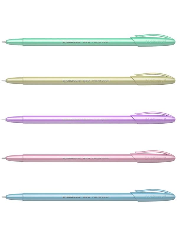 Набор ручек шариковых ErichKrause Neo Pastel pearl, узел 0.7 мм, чернила синие, длина линии письма 1000 метров, 4 штуки, МИКС