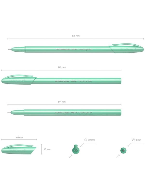 Набор ручек шариковых ErichKrause Neo Pastel pearl, узел 0.7 мм, чернила синие, длина линии письма 1000 метров, 4 штуки, МИКС