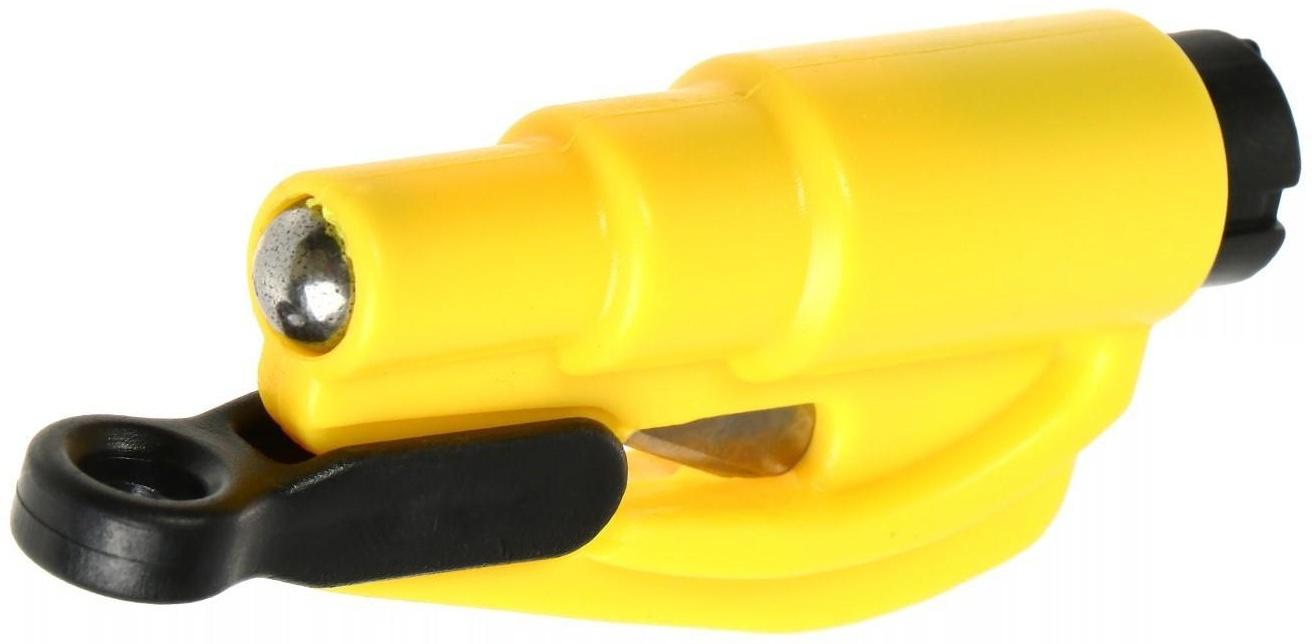 Аварийный мини- молоток, с ножом для ремня, брелок для ключей, желтый