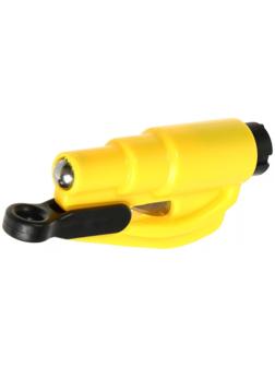 Аварийный мини- молоток, с ножом для ремня, брелок для ключей, желтый