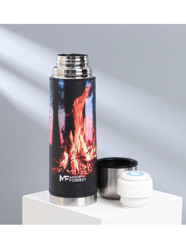Термос «Огонь» в кожзаме, MODE FORREST, 750 мл, время сохранения тепла 6-12 ч