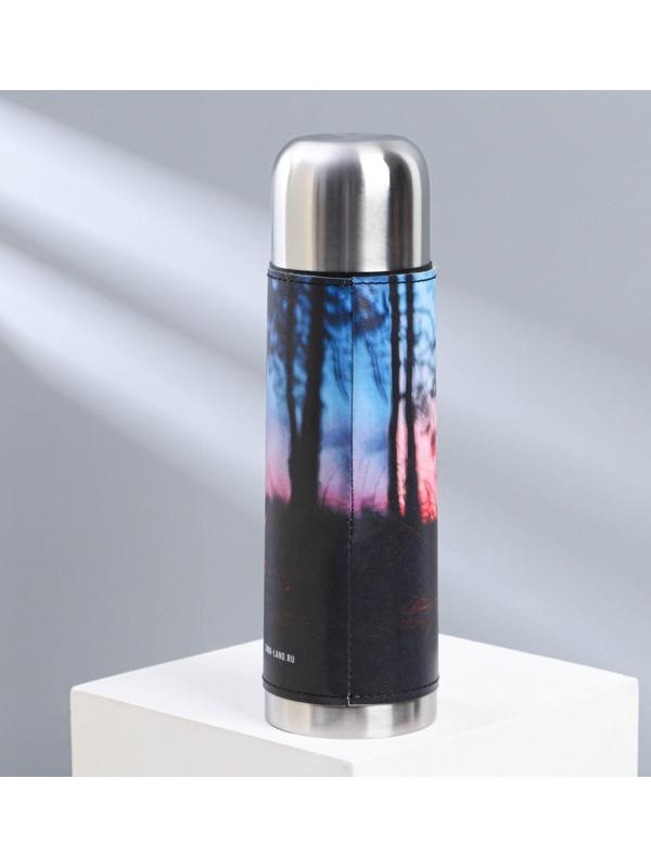 Термос «Огонь» в кожзаме, MODE FORREST, 750 мл, время сохранения тепла 6-12 ч