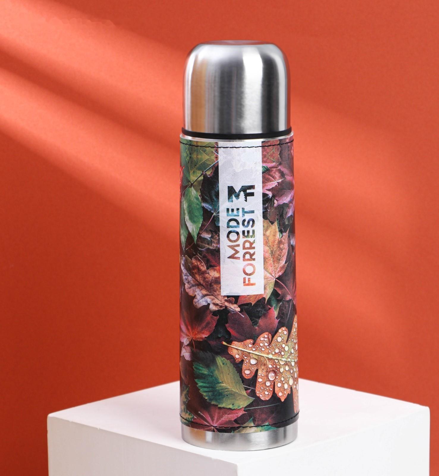 Термос «Листья» в кожзаме, MODE FORREST, 750 мл, время сохранения тепла 6-12 ч