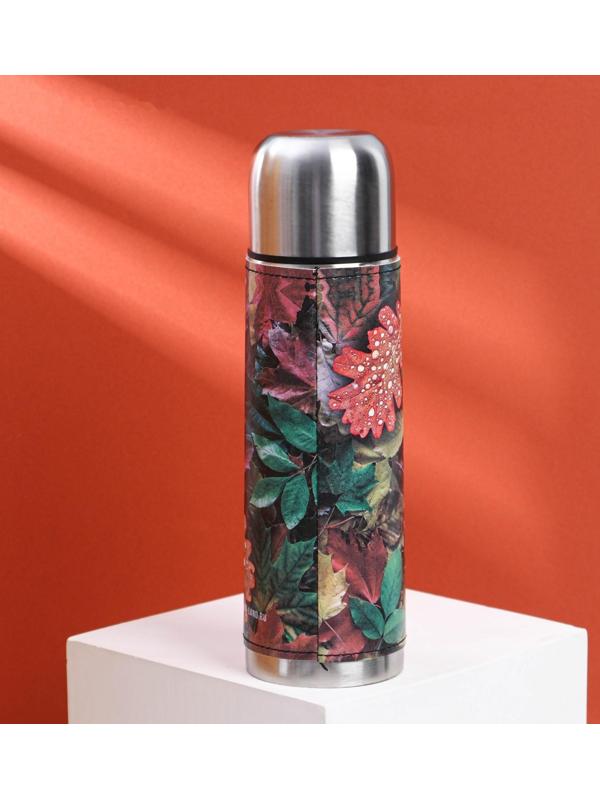 Термос «Листья» в кожзаме, MODE FORREST, 750 мл, время сохранения тепла 6-12 ч