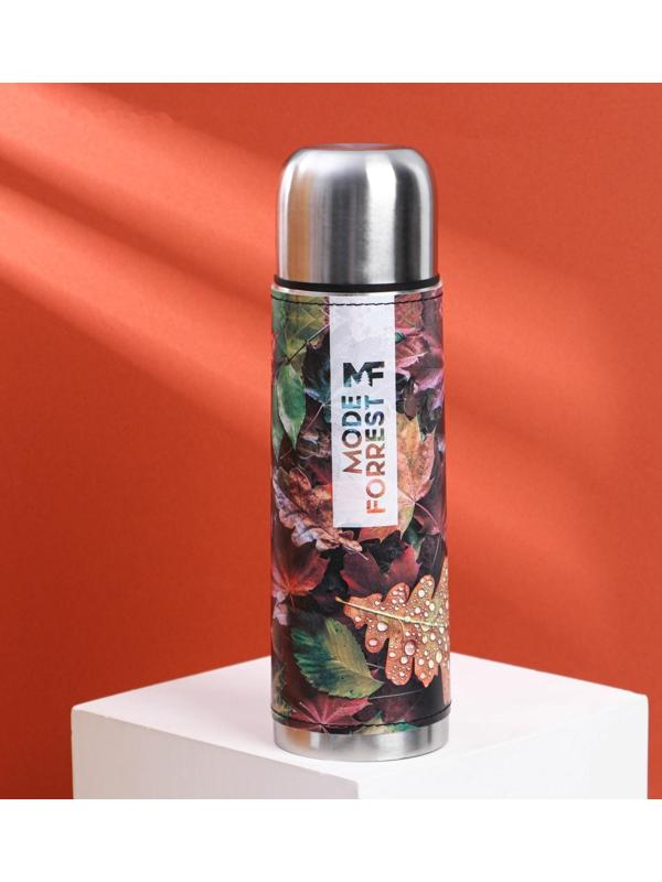 Термос «Листья» в кожзаме, MODE FORREST, 750 мл, время сохранения тепла 6-12 ч