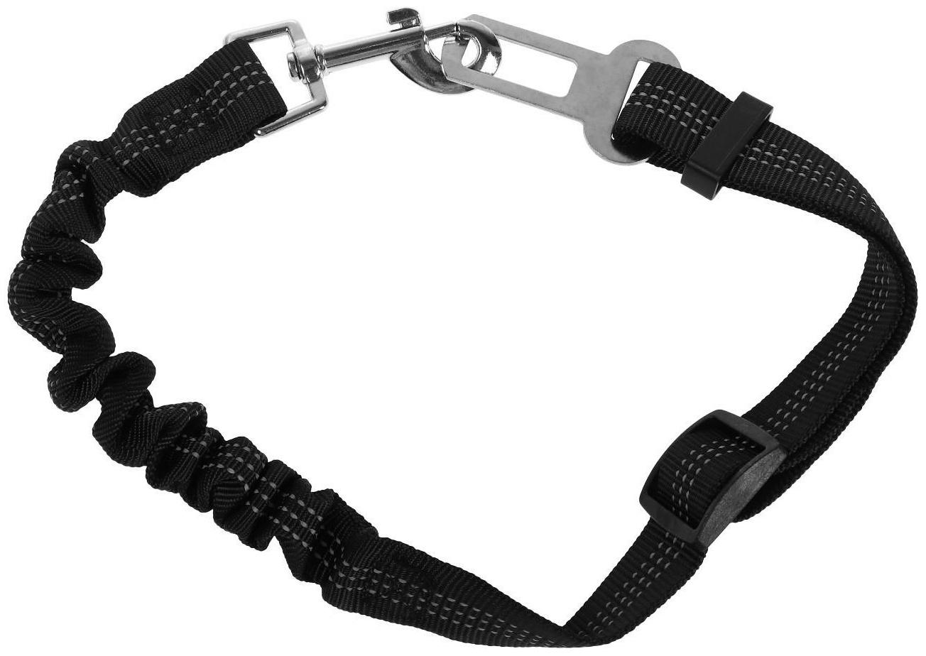 Автомобильный поводок с креплением в замок безопасности. 50-75 см, черный