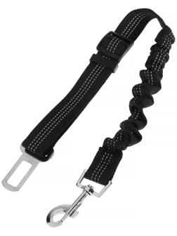 Автомобильный поводок с креплением в замок безопасности. 50-75 см, черный