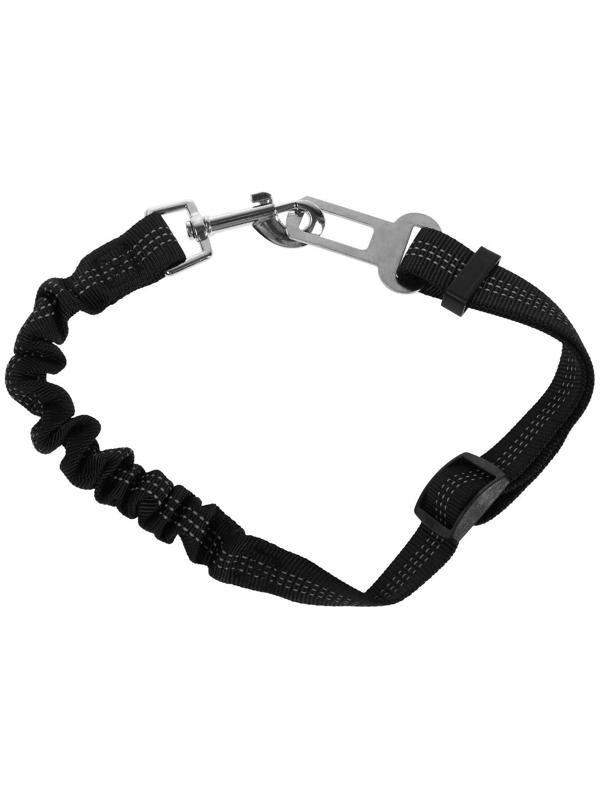 Автомобильный поводок с креплением в замок безопасности. 50-75 см, черный