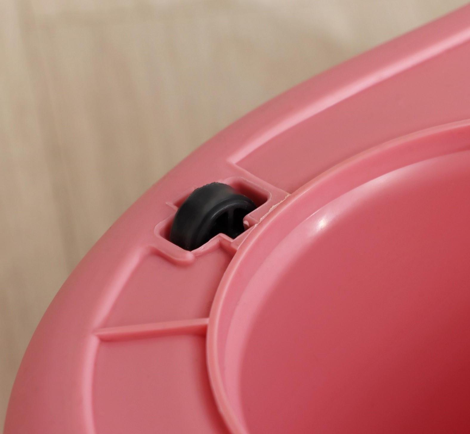 Швабра с отжимом и ведро с металлической центрифугой, 46,5×28,5×23,5 см, 10 л, телескопическая ручка 86-117,5 см, дополнительная насадка из микрофибры 15,5 см, цвет розовый