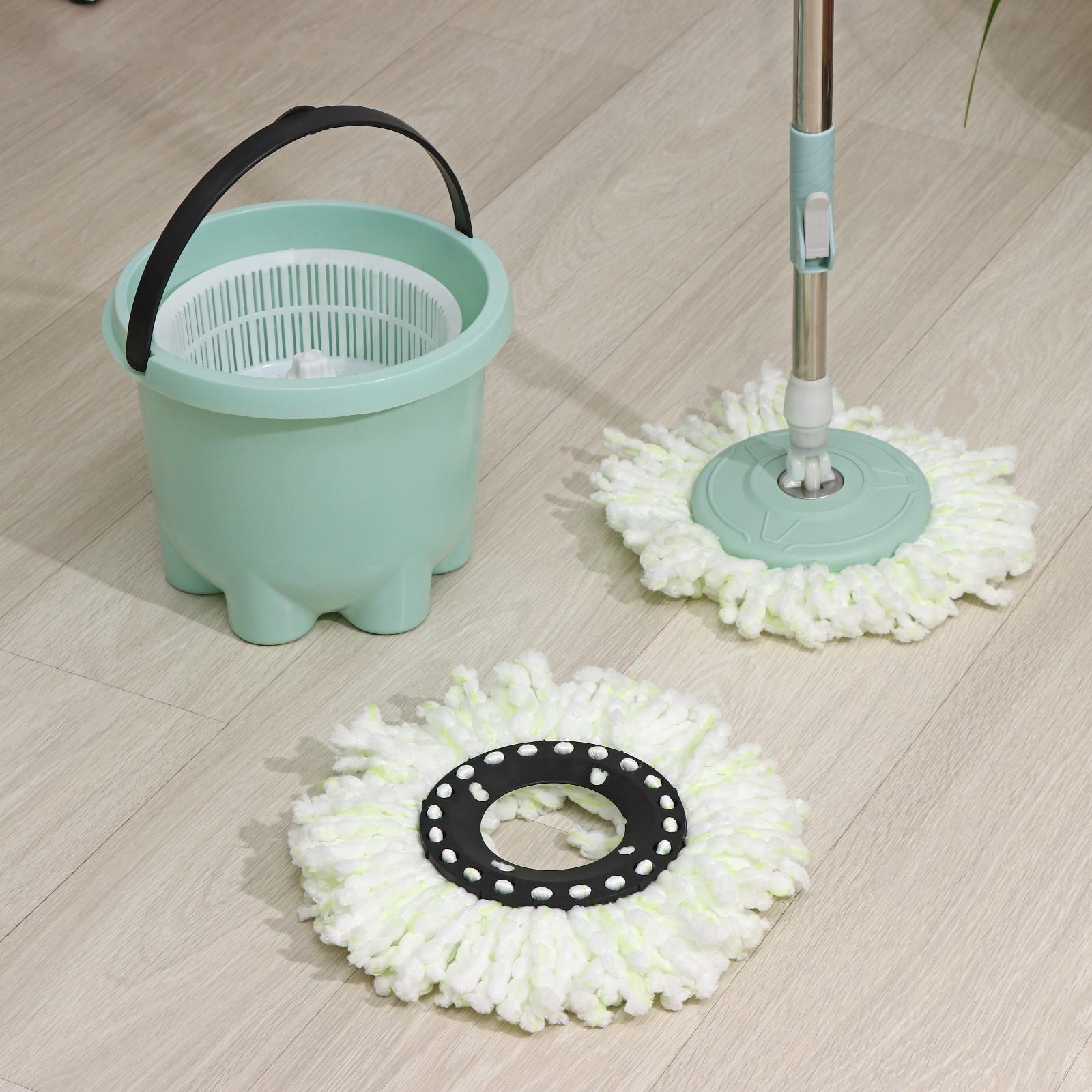 Швабра с отжимом и ведро с пластиковой центрифугой «Мини», 26×22 см, 7 л, телескопическая ручка 84-112 см, дополнительная насадка 15,5 см, цвет мятный