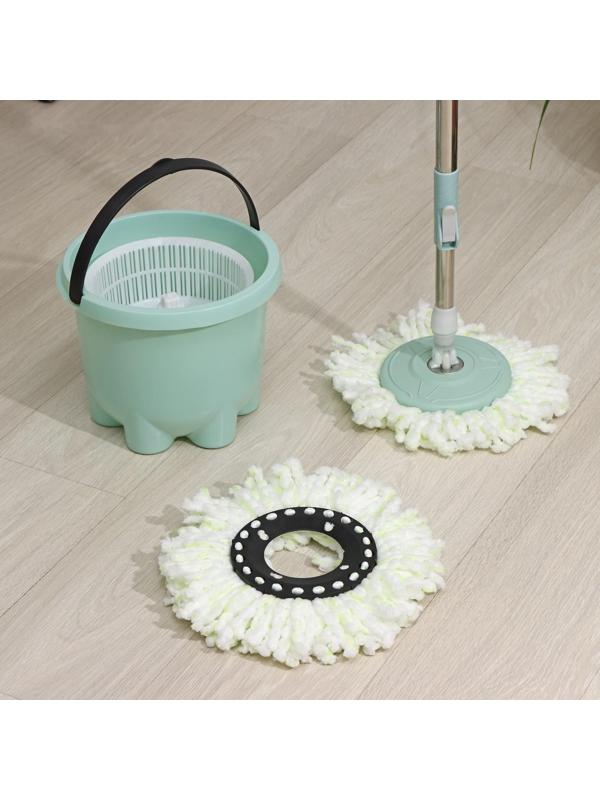 Швабра с отжимом и ведро с пластиковой центрифугой «Мини», 26×22 см, 7 л, телескопическая ручка 84-112 см, дополнительная насадка 15,5 см, цвет мятный