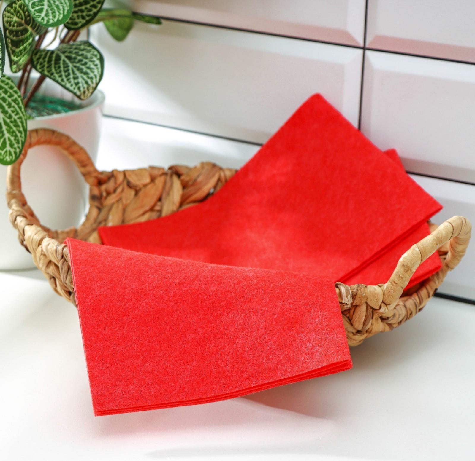 Салфетки вискозные универсальные Доляна, 3 шт, 30×38 см, цвет красный