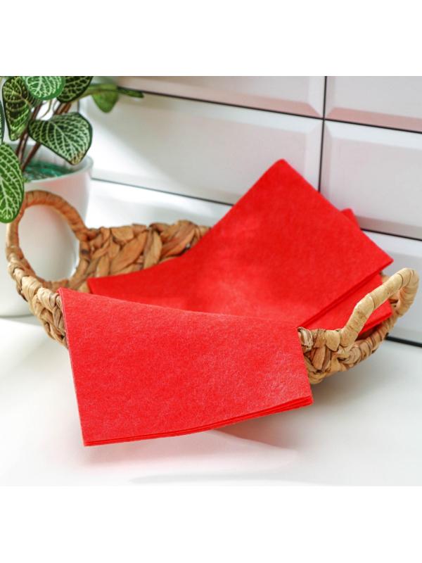 Салфетки вискозные универсальные Доляна, 3 шт, 30×38 см, цвет красный