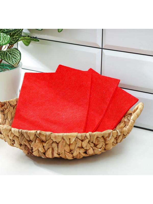 Салфетки вискозные универсальные Доляна, 3 шт, 30×38 см, цвет красный