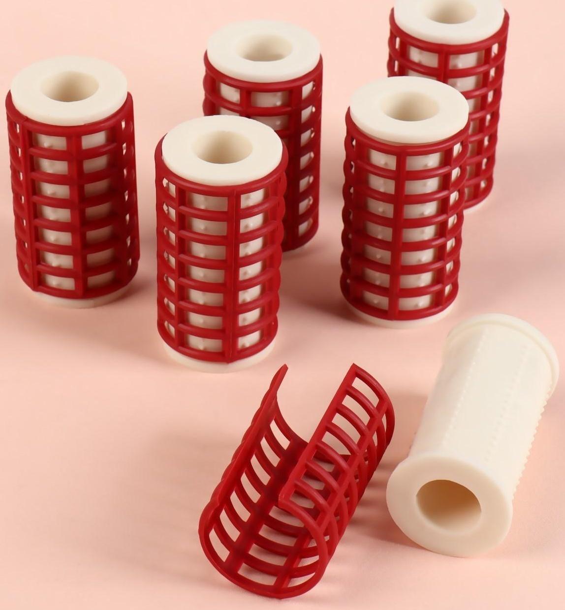 Термобигуди с фиксатором, d = 2,6 см, 6 шт, цвет белый/красный