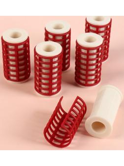 Термобигуди с фиксатором, d = 2,6 см, 6 шт, цвет белый/красный