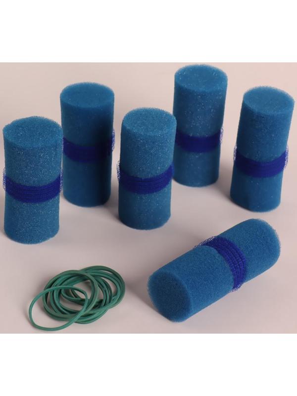 Бигуди с липучкой, с резинками, d = 3 см, 7 см, 6 шт, цвет синий