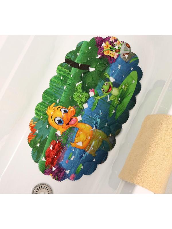 SPA-коврик для ванны на присосках Доляна «Утёнок и Лягушонок», 36×67 см