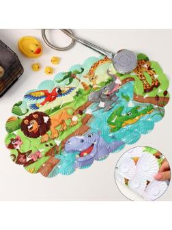 SPA-коврик для ванны на присосках Доляна «Звери Африки», 36×67 см