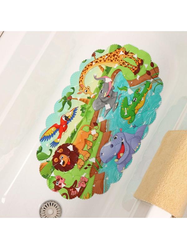 SPA-коврик для ванны на присосках Доляна «Звери Африки», 36×67 см