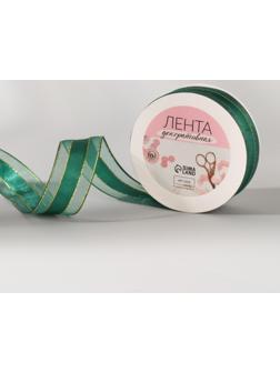 Лента декоративная, капрон/атлас, 25 мм, 18 ± 1 м, цвет изумрудный