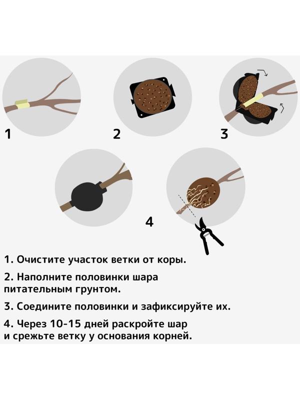 Шар для укоренения растений, d = 5,5 см, под ветку 0,5 см, чёрный
