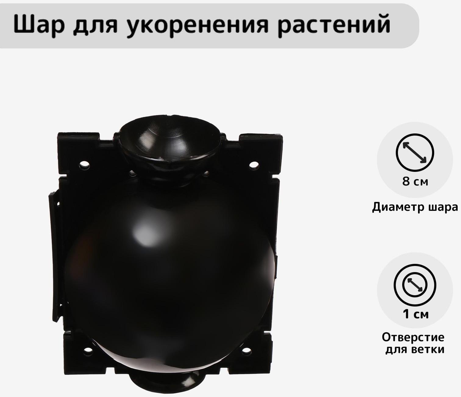 Шар для укоренения растений, d = 8 см, под ветку 1 см, чёрный