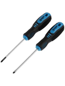 Набор отверток ТУНДРА, CrV, хром, магнит, 2К рукоятки, PH0 и SL3 х 75 мм, 2 шт.