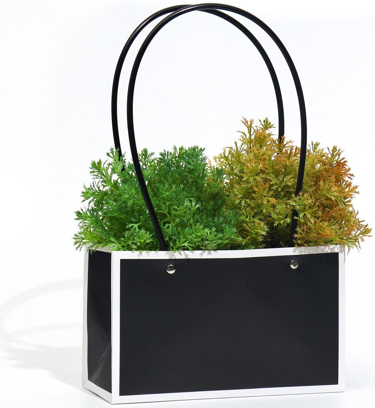 Сумка для цветов черная влагостойкая, 22x10.5x13.5 см