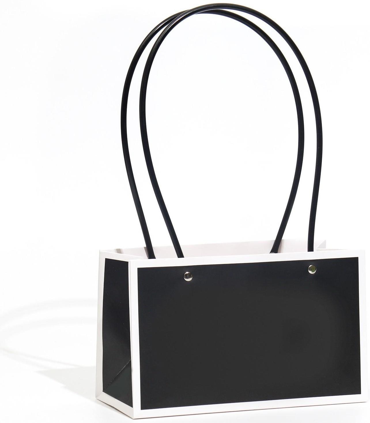 Сумка для цветов черная влагостойкая, 22x10.5x13.5 см