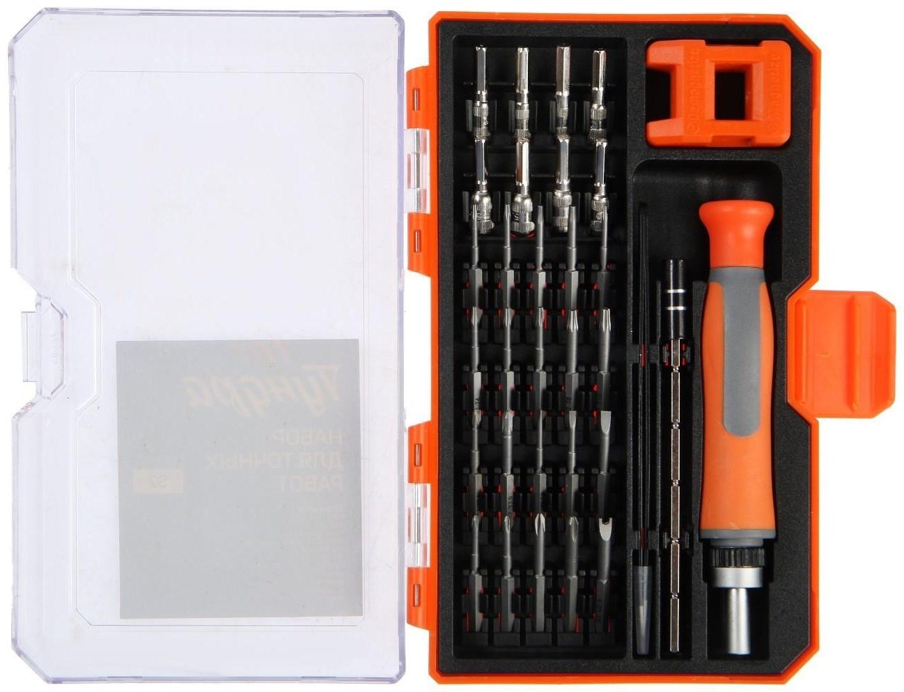 Набор для точных работ ТУНДРА, сталь S2, в кейсе, с магнитайзером, 32 предмета