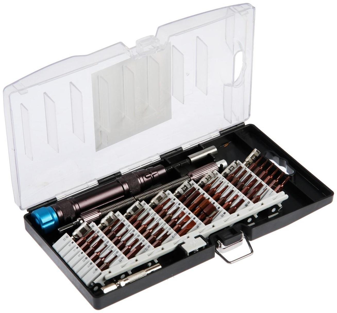 Набор для точных работ ТУНДРА PRO, сталь S2, телескоп. рукоятка, в кейсе, 59 предметов