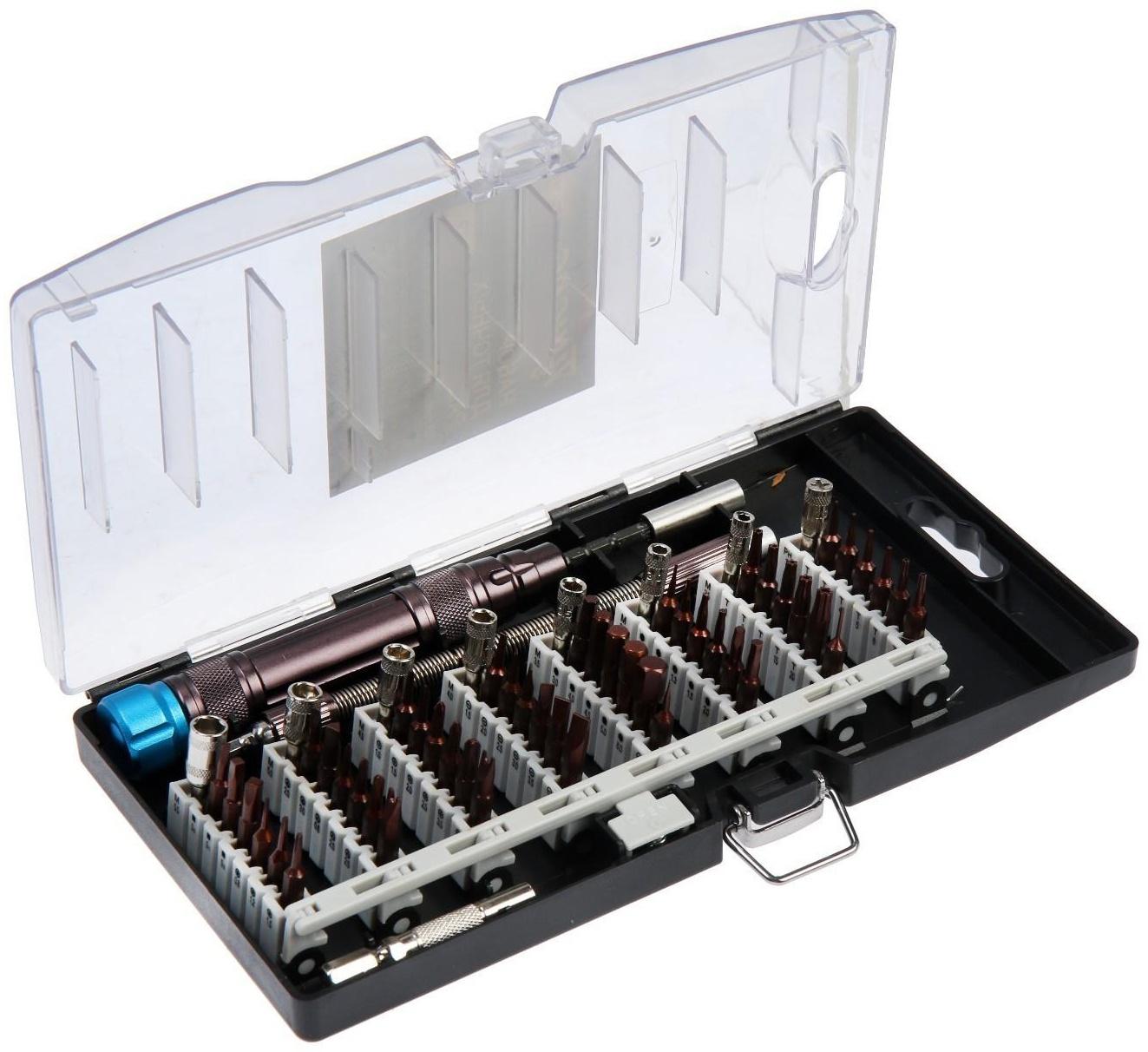 Набор для точных работ ТУНДРА PRO, сталь S2, телескоп. рукоятка, в кейсе, 59 предметов