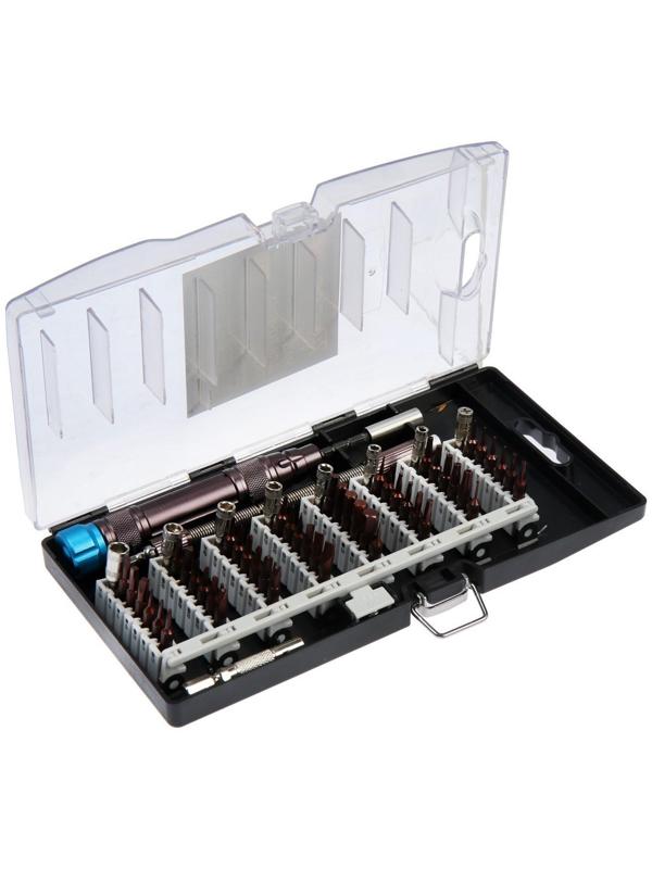 Набор для точных работ ТУНДРА PRO, сталь S2, телескоп. рукоятка, в кейсе, 59 предметов